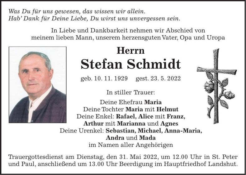 Traueranzeige Stefan Schmidt