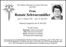 Traueranzeige Renate Schwarzmüller