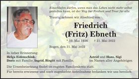 Traueranzeige Friedrich Ebneth