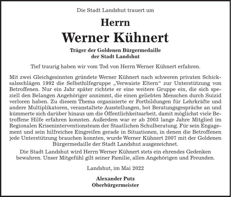 Traueranzeige Werner Kühnert