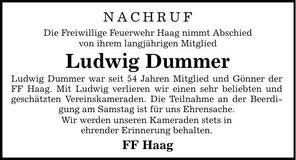 Traueranzeige Ludwig Dummer