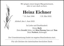 Traueranzeige Heinz Eichner