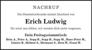 Traueranzeige Erich Ludwig