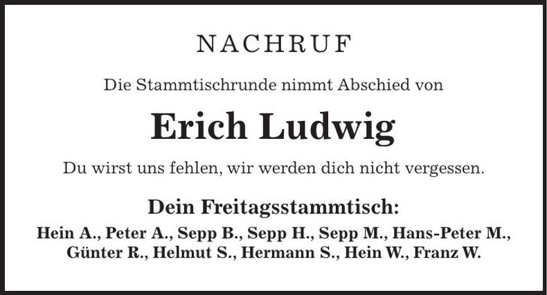 Traueranzeige Erich Ludwig