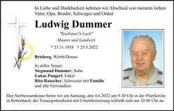 Traueranzeige Ludwig Dummer