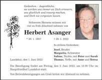 Traueranzeige Herbert Asanger