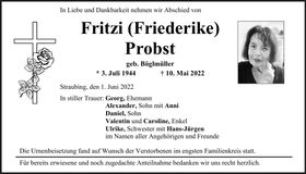 Traueranzeige Friederike Probst