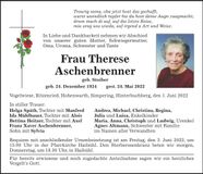 Traueranzeige Therese Aschenbrenner
