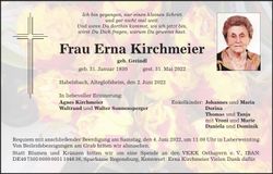 Traueranzeige Erna Kirchmeier
