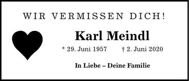 Traueranzeige Karl Meindl