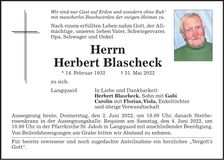 Traueranzeige Blascheck Herbert