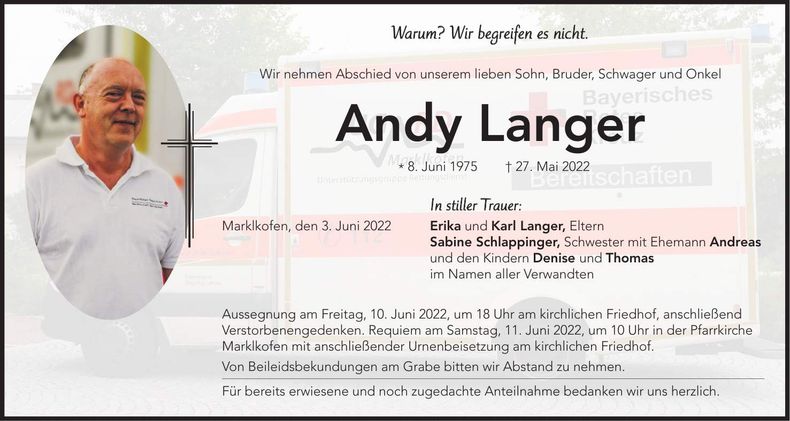 Traueranzeige Andy Langer