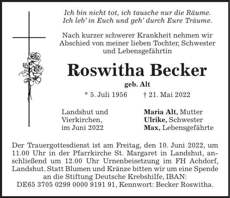 Traueranzeige Roswitha Becker
