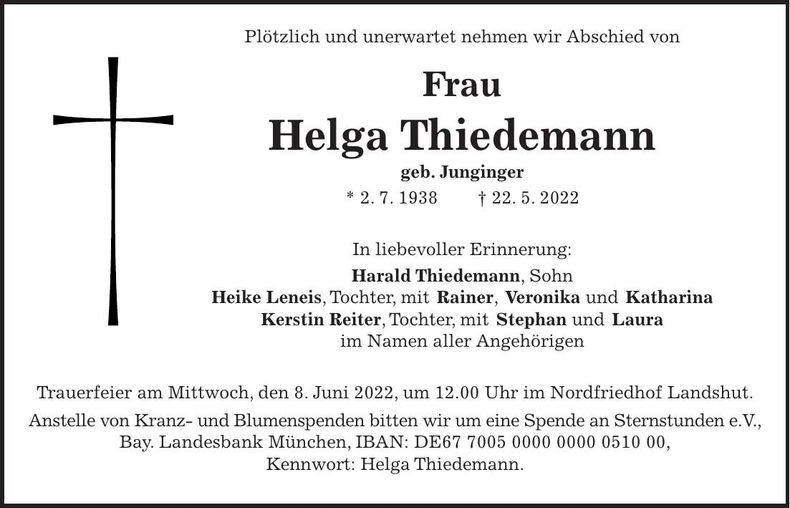 Traueranzeige Heike Leneis