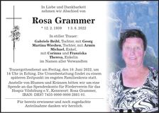 Traueranzeige Rosa Grammer