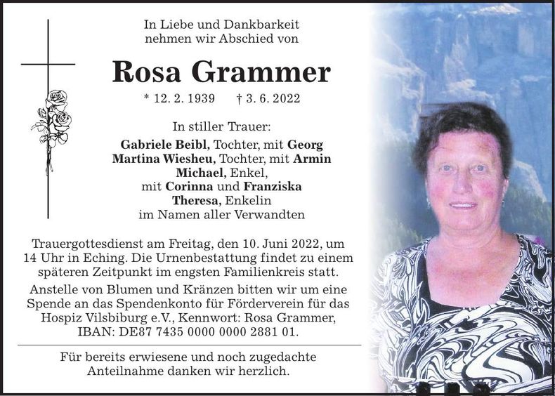 Traueranzeige Rosa Grammer