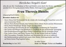 Traueranzeige Theresia Humbs