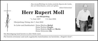 Traueranzeige Rupert Moll