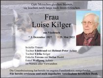 Traueranzeige Luise Kilger