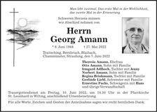 Traueranzeige Georg Amann