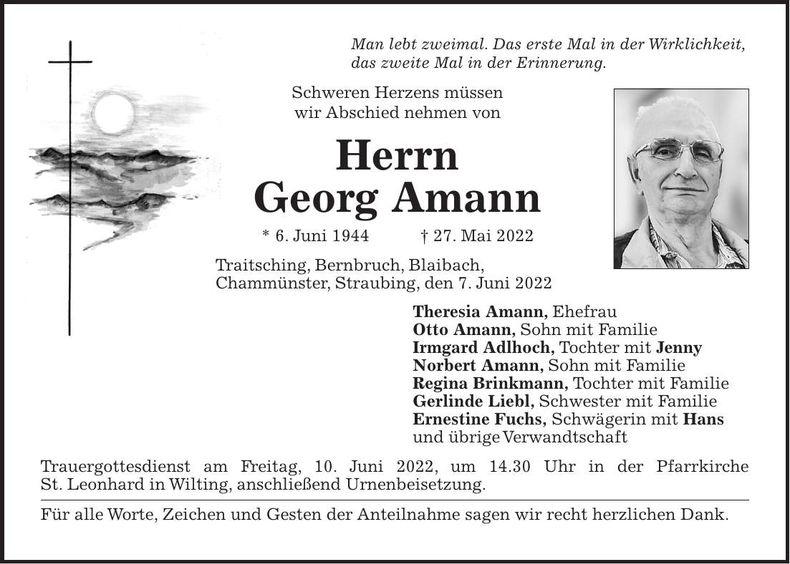 Traueranzeige Georg Amann