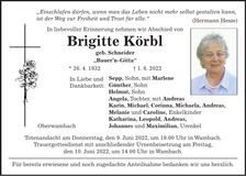 Traueranzeige Brigitte Körbl