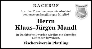 Traueranzeige Klaus-Jürgen Mandl