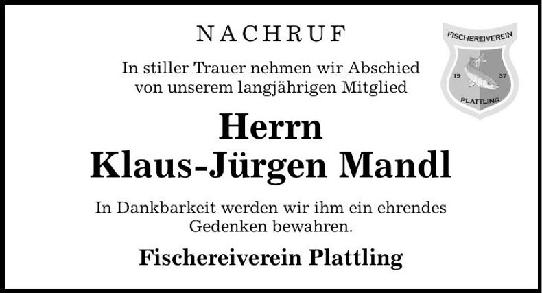 Traueranzeige Klaus-Jürgen Mandl