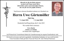 Traueranzeige Uwe Görtemöller