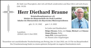 Traueranzeige Diethard Braune