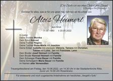 Traueranzeige Alois Heimerl