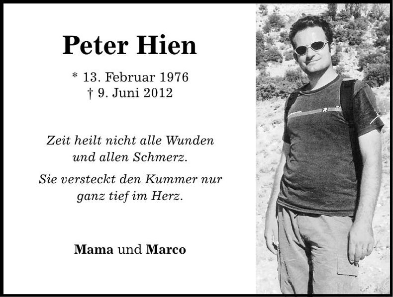 Traueranzeige Peter Hien