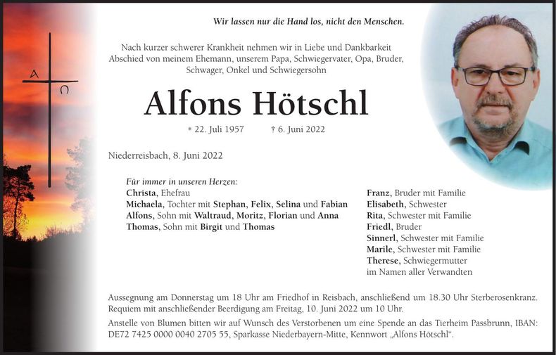 Traueranzeige Alfons Hötschl