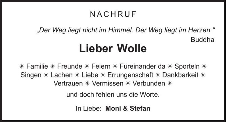 Traueranzeige Wolfgang Scheer