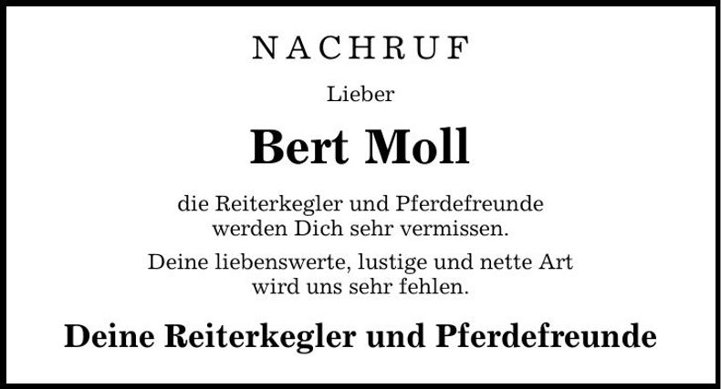Traueranzeige Bert Moll
