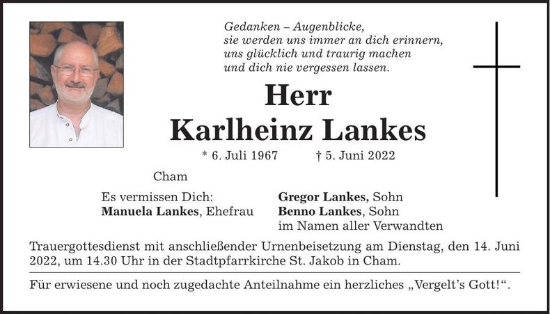 Traueranzeige Karlheinz Lankes
