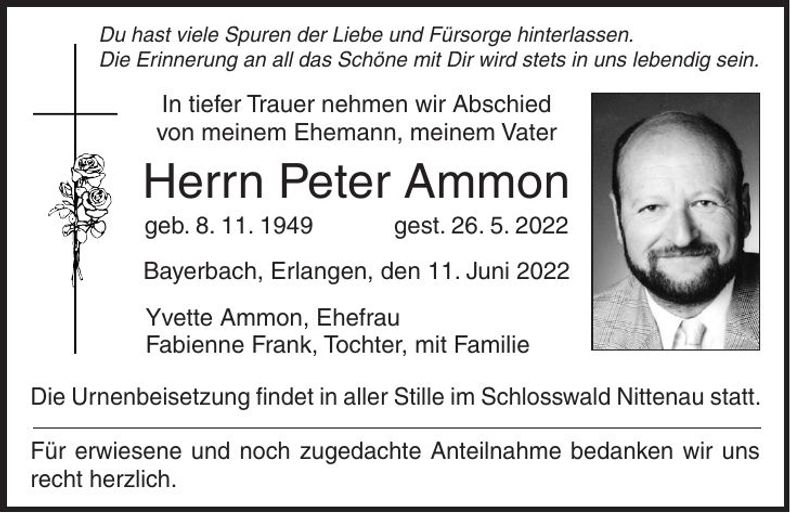 Traueranzeige Peter Ammon