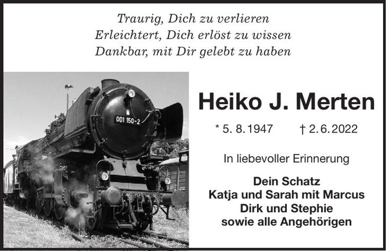 Traueranzeige Heiko J. Merten