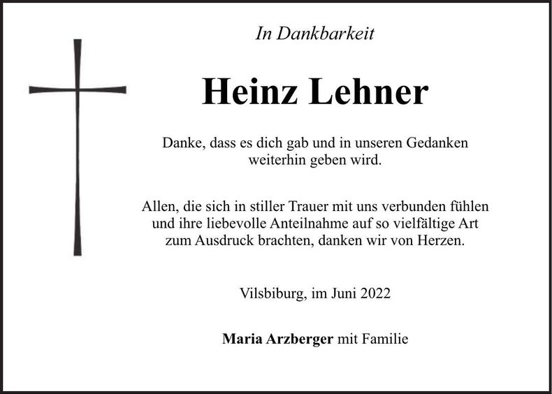 Traueranzeige Heinz Lehner