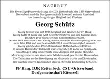 Traueranzeige Georg Schütz