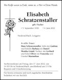 Traueranzeige Elisabeth Schratzenstaller
