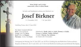 Traueranzeige Josef Birkner