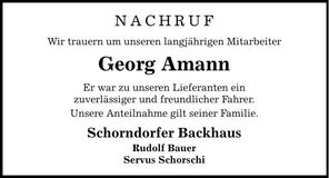 Traueranzeige Georg Amann