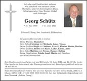 Traueranzeige Georg Schütz