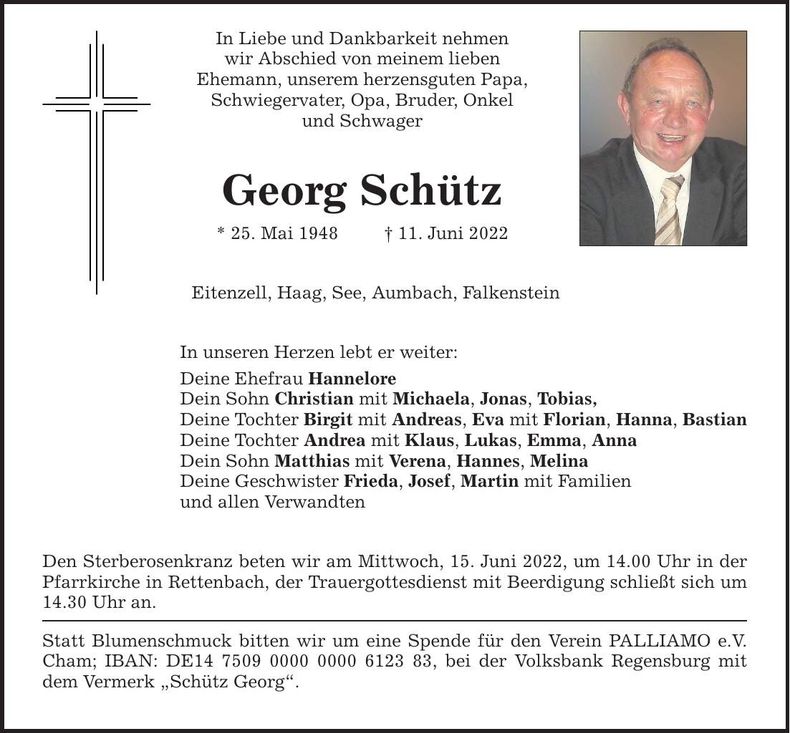 Traueranzeige Georg Schütz