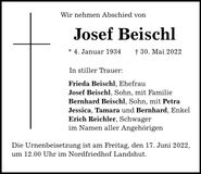 Traueranzeige Josef Beischl