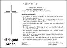 Traueranzeige Hildegard Schön