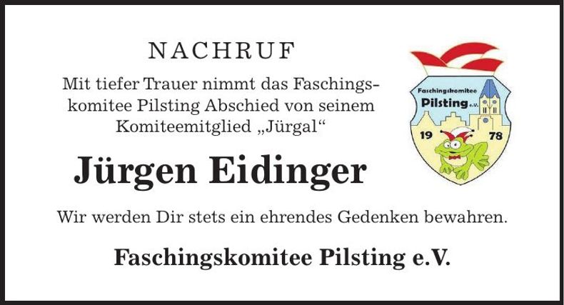 Traueranzeige Jürgen Eidinger