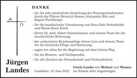 Traueranzeige Jürgen Landes