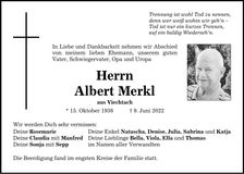 Traueranzeige Albert Merkl